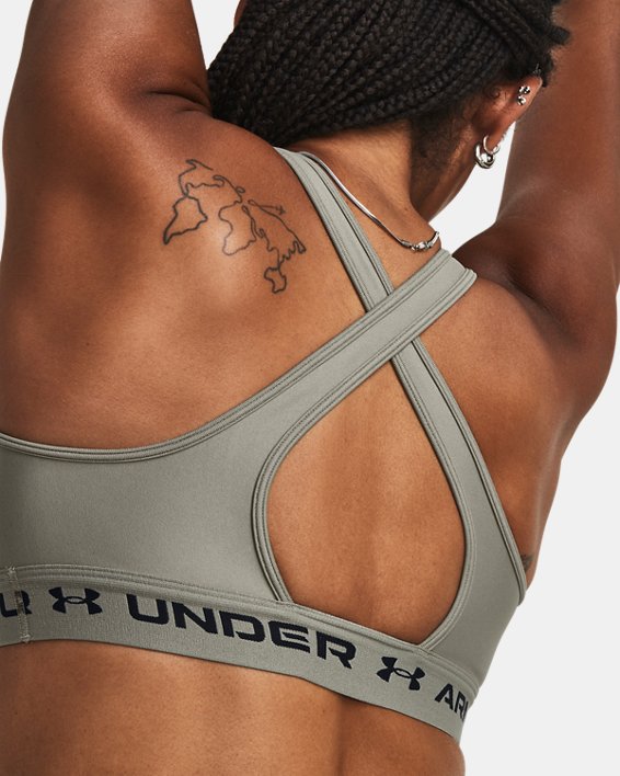Women's Armour® Mid Crossback Sports Bra, Green, pdpMainDesktop image number 8